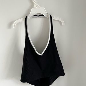 BLACK Halter Top With White Trim